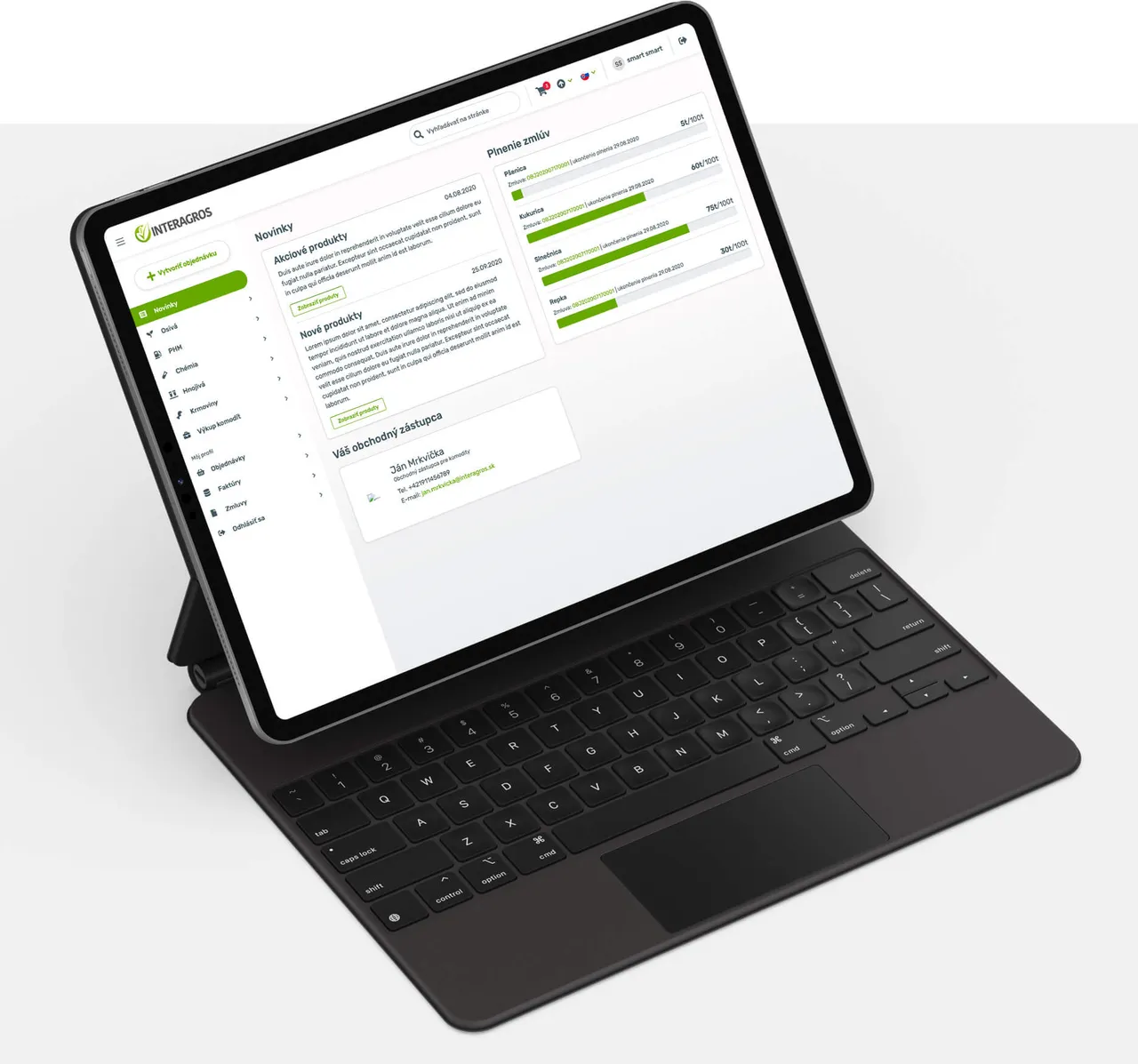 B2B zóna SmartBase na tabletu